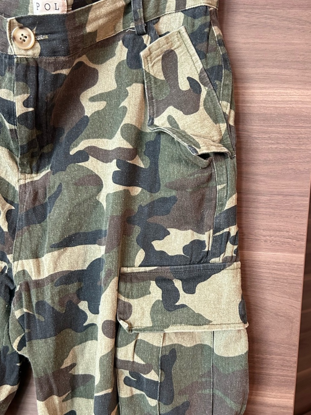POL Camouflage Utility Pants in Olive and Khaki, Relaxed Fit - Picture 4 of 6
